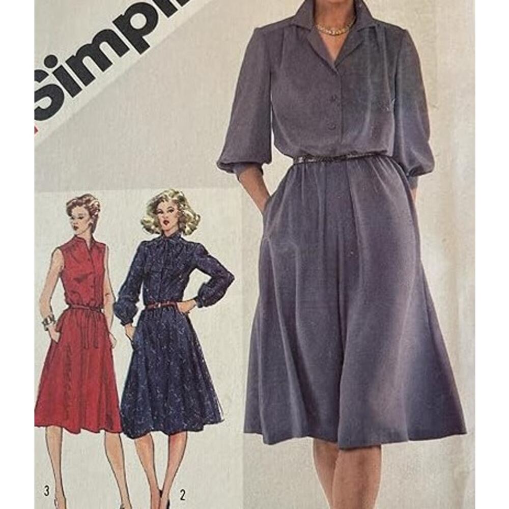 Simplicity 5242 Pattern Dress Miss 14 Uncut Knee Length Collar Button Front